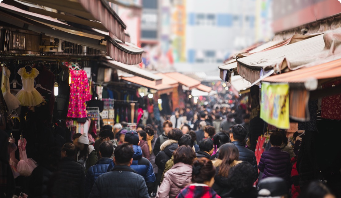 Busy market street in Asia